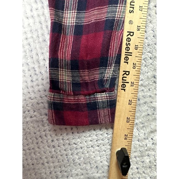 Paper Tee Buffalo Plaid Hoodie Shacket Womens Red Large Medium Weight Long Sleev - Picture 7 of 11